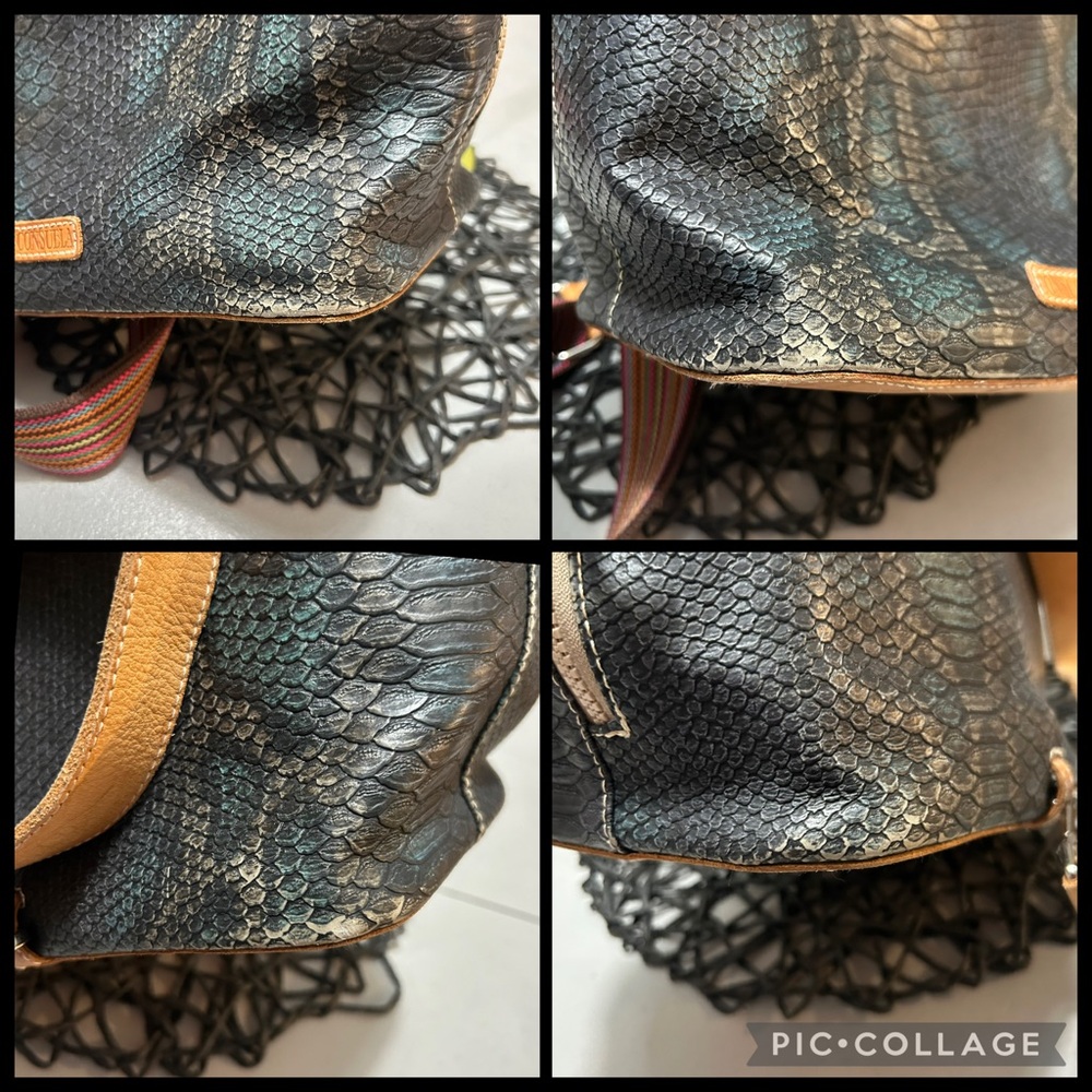CONSUELA RATTLER SLING SNAKE PRINT BUCKET CROSSBODY TOTE BAG - Picture 13 of 14
